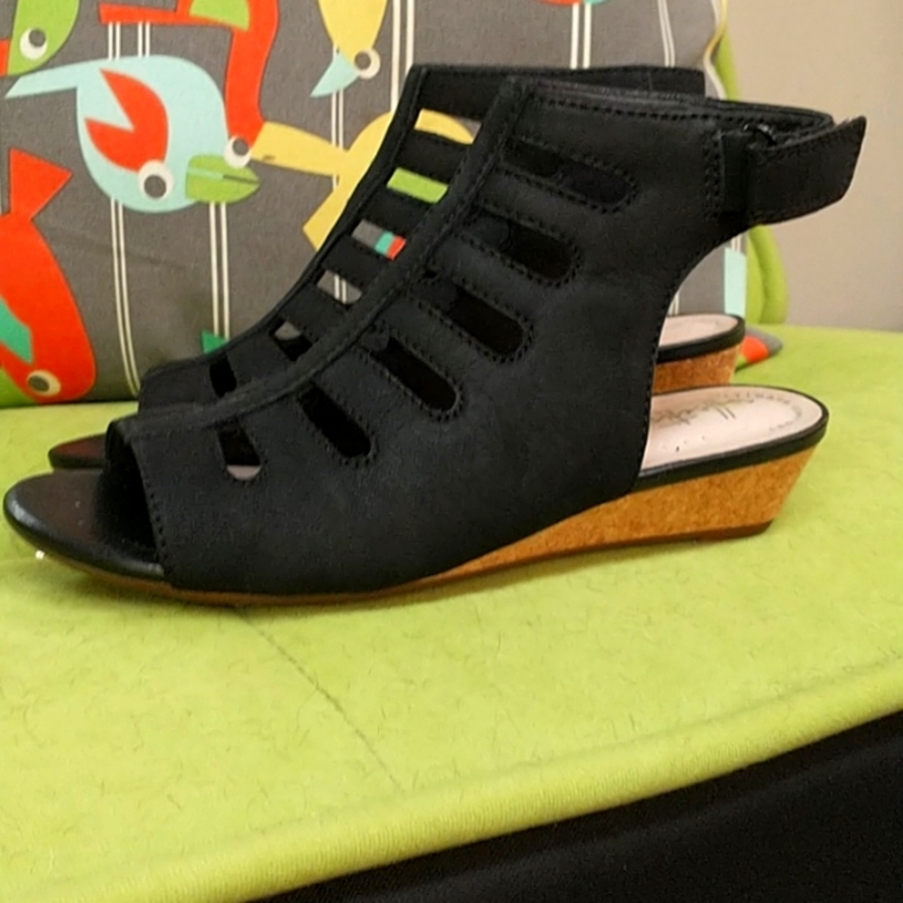Clarks Abigail Kim wedge sandal.